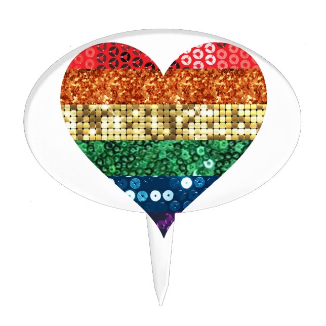 lgbt rainbow heart cake topper (Front)