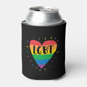 LGBT Rainbow Heart Can Cooler