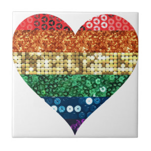 lgbt rainbow heart ceramic tile