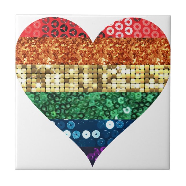 lgbt rainbow heart ceramic tile (Front)