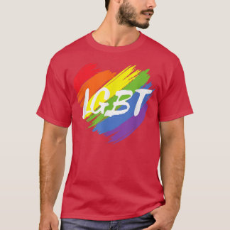 LGBT Rainbow Heart Design Support Equality LGBTQ P T-Shirt
