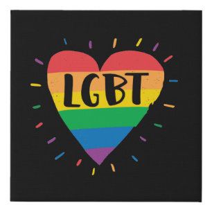 LGBT Rainbow Heart Faux Canvas Print