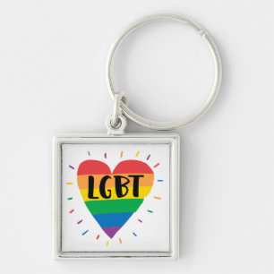 LGBT Rainbow Heart Keychain