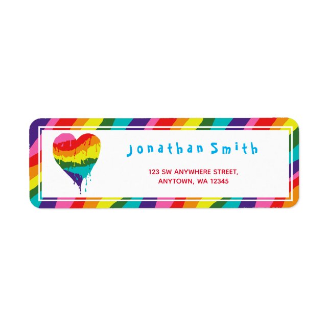 LGBT Rainbow Heart Label (Front)