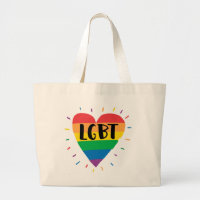 LGBT Rainbow Heart Large Tote Bag