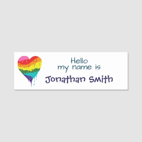 LGBT Rainbow Heart Name Tag