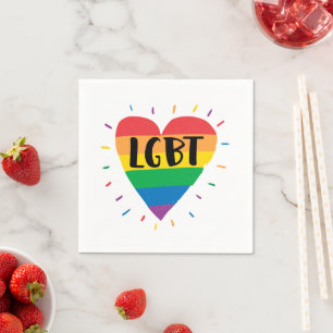 LGBT Rainbow Heart Napkins