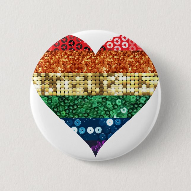 lgbt rainbow heart pinback button (Front)
