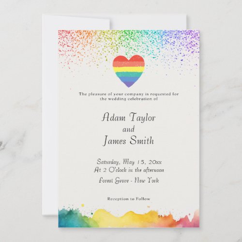 LGBT Rainbow Heart Pride Flag  Invitation