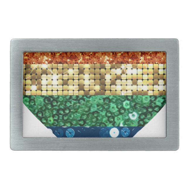 lgbt rainbow heart rectangular belt buckle (Front)