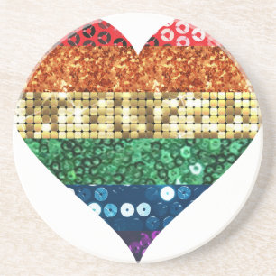 lgbt rainbow heart sandstone coaster