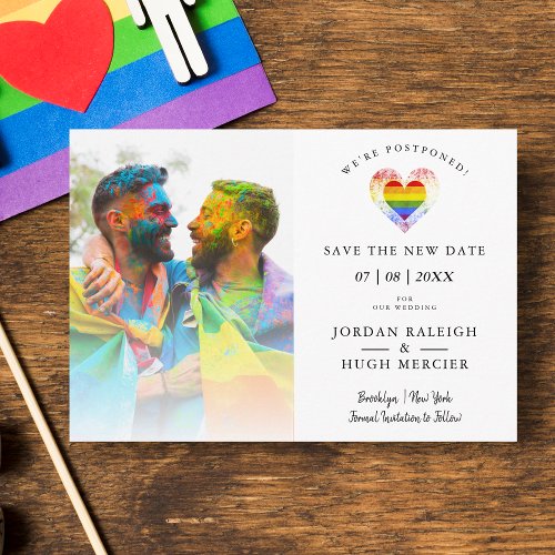 LGBT Rainbow Heart Save New Date Postponed Wedding
