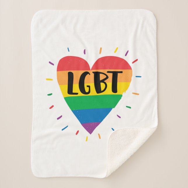 LGBT Rainbow Heart Sherpa Blanket (Front)