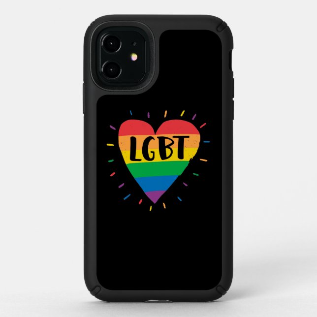 LGBT Rainbow Heart Speck iPhone 11 Case (Front)