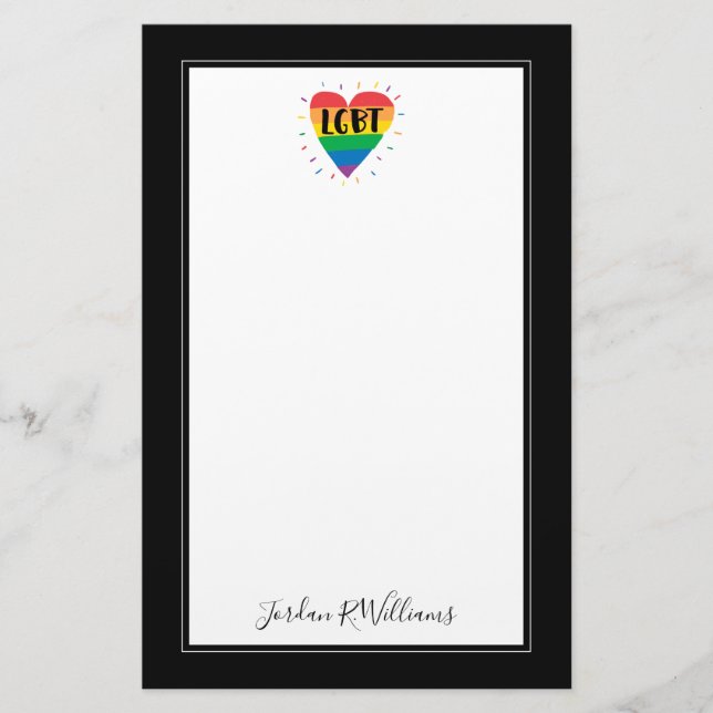 LGBT Rainbow Heart Stationery (Front)