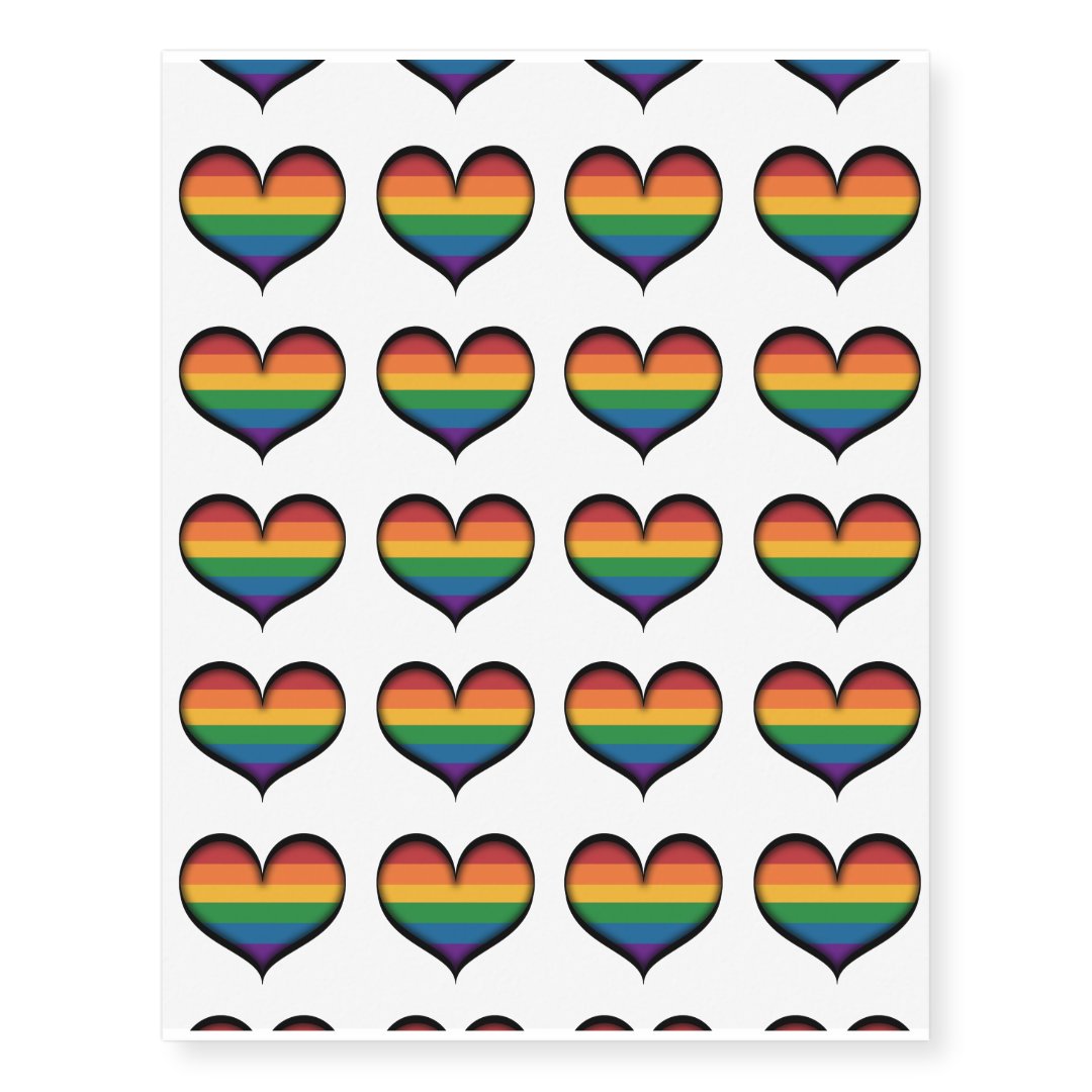 Lgbt Rainbow Heart Temporary Tattoos Zazzle 1109