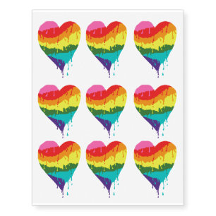 LGBT Rainbow Heart Temporary Tattoos