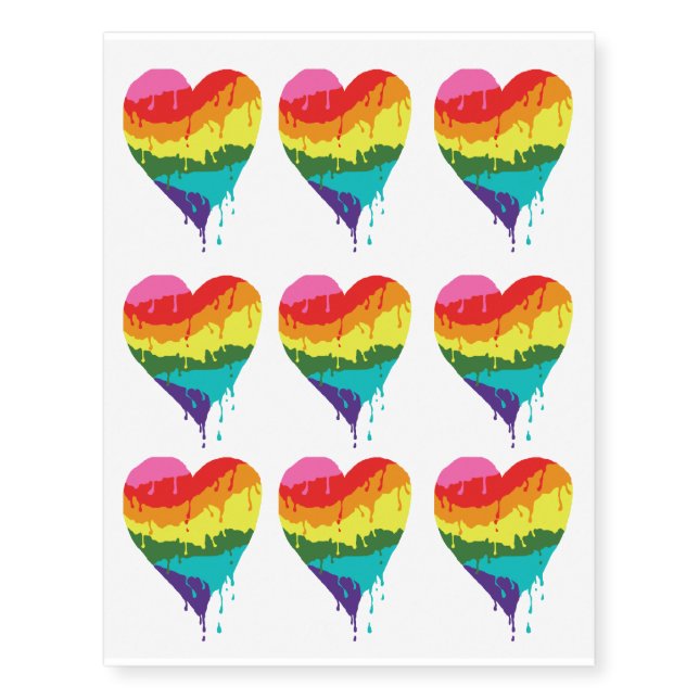 LGBT Rainbow Heart Temporary Tattoos (Front)