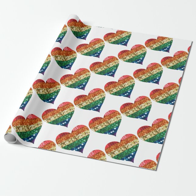 lgbt rainbow heart wrapping paper (Unrolled)