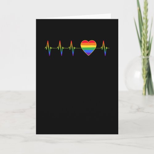 LGBT Rainbow Heartbeat EKG Card