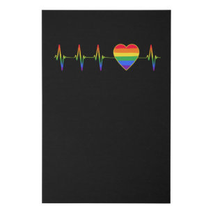 LGBT Rainbow Heartbeat EKG Faux Canvas Print
