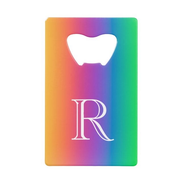 LGBT Rainbow Initial Stainless Steel Bottle Opener (Front)