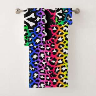 LGBT Rainbow Jolly Roger Leopard Print Bath Towel Set