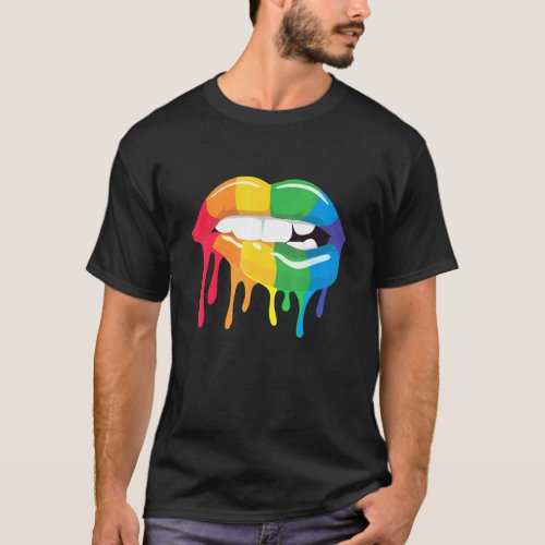 Lgbt Rainbow Kiss Mouth Lgbtq Love T_Shirt
