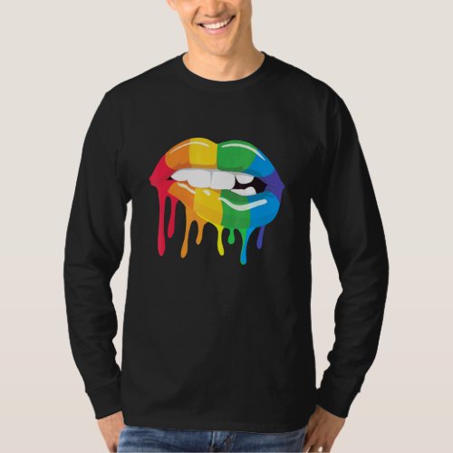 Lgbt Rainbow Kiss Mouth Lgbtq Love T_Shirt