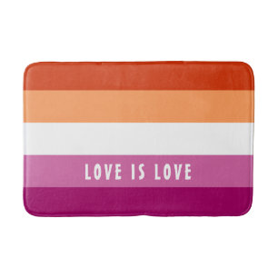 LGBT Rainbow Lesbian Pride Flag Custom Text Bath Mat