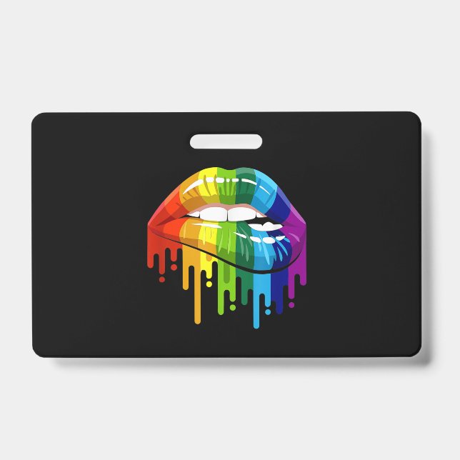 LGBT Rainbow Lip Gay Pride Badge (Front)