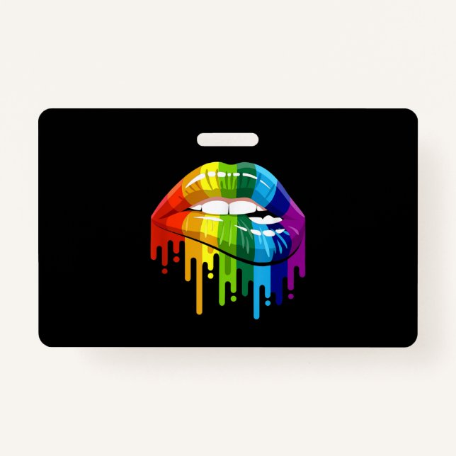 LGBT Rainbow Lip Gay Pride Badge (Front)