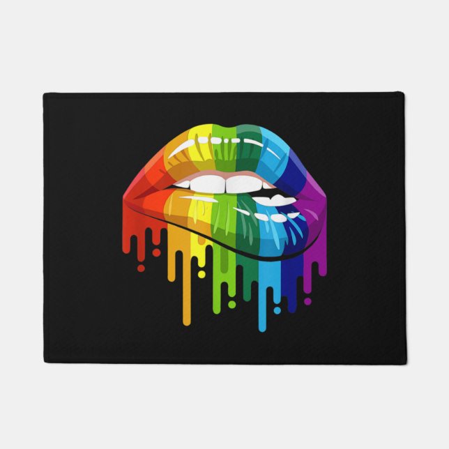 LGBT Rainbow Lip Gay Pride Doormat (Front)