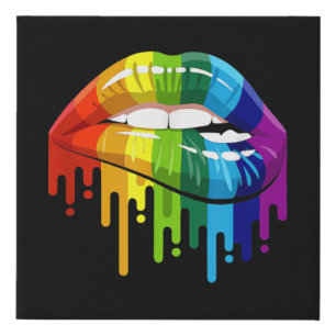 LGBT Rainbow Lip Gay Pride Faux Canvas Print