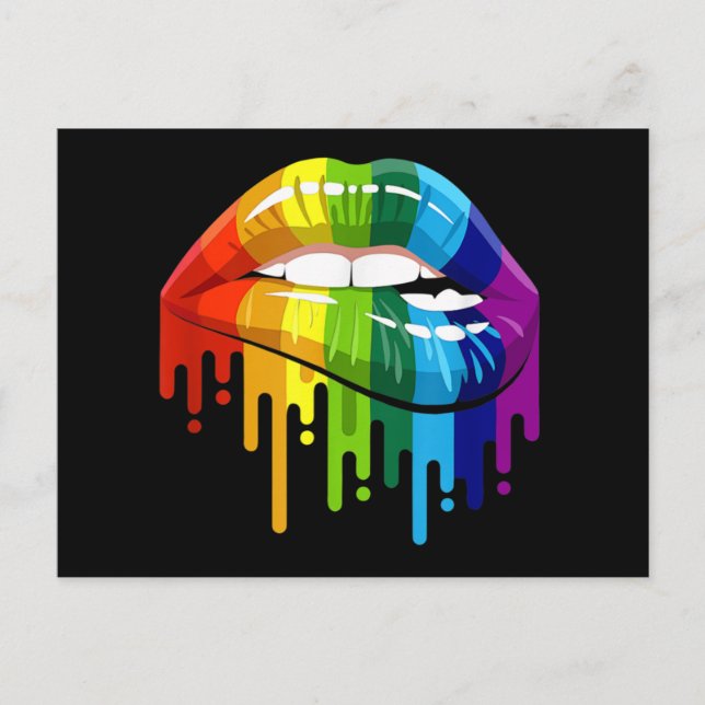 LGBT Rainbow Lip Gay Pride Postcard (Front)