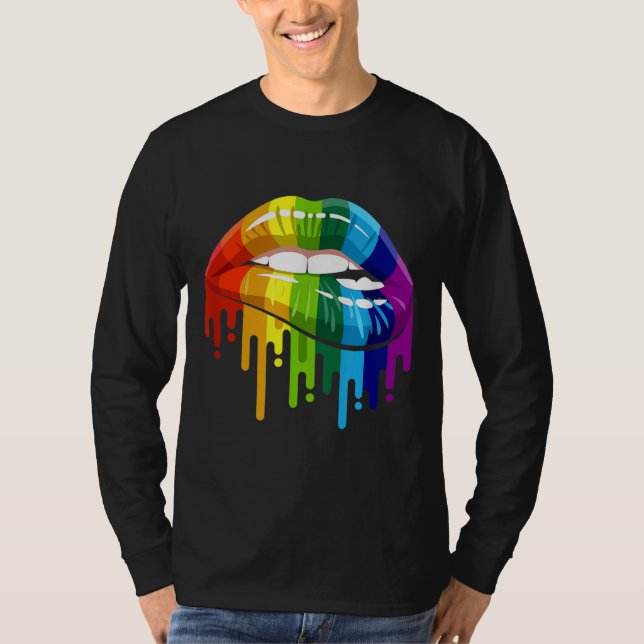 LGBT Rainbow Lip Gay Pride T-Shirt (Front)