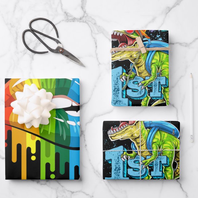 LGBT Rainbow Lip Gay Pride Wrapping Paper Sheets (Front)