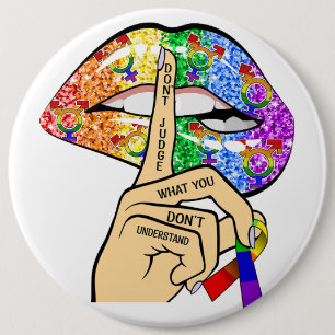 LGBT Rainbow Lips Button