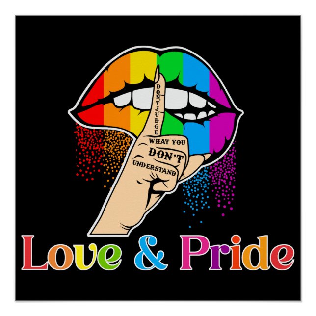 Lgbt Rainbow Lips ,Love and Pride Lgbt  Poster (Front)