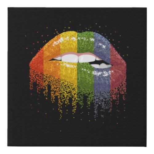 LGBT Rainbow Lips Pride _ Gay Homosexual lesbian Faux Canvas Print