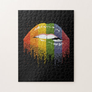 LGBT Rainbow Lips Pride - Gay, Homosexual, lesbian Jigsaw Puzzle