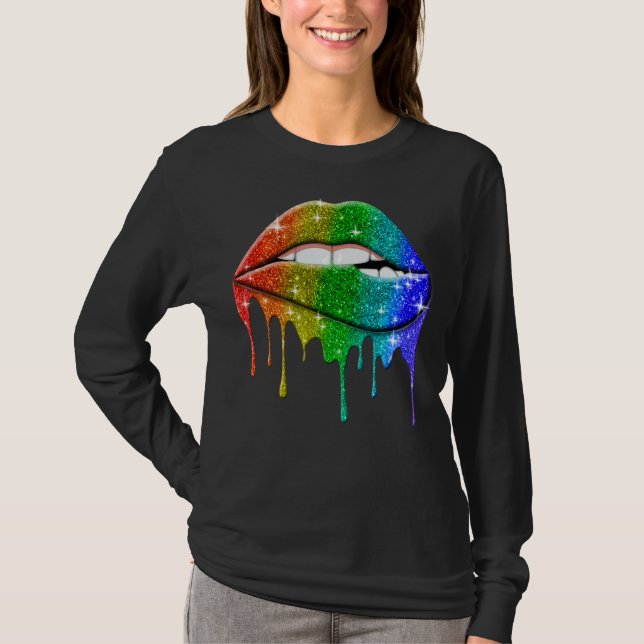 Lgbt Rainbow  Lips Pride  Gay Homosexual Lesbian T-Shirt (Front)