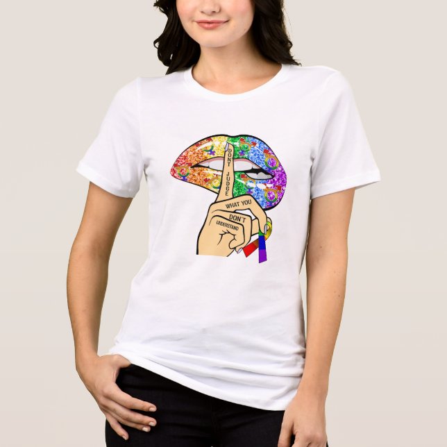 LGBT Rainbow Lips Tri-Blend Shirt (Front)