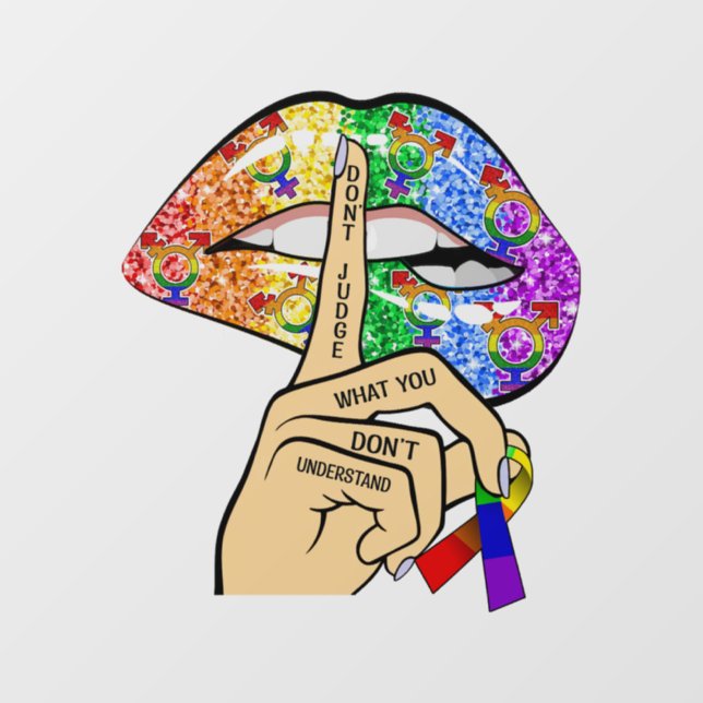 LGBT Rainbow Lips Window Cling (Sheet)