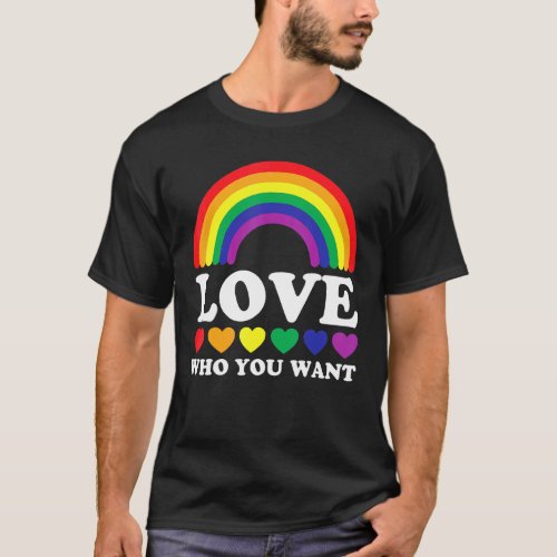 Lgbt Rainbow Love Who You Want Gay Lesbian Pride L T_Shirt