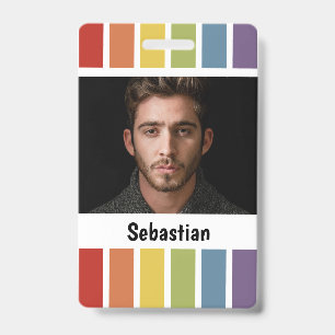 LGBT Rainbow Muted Color Personalized Badge