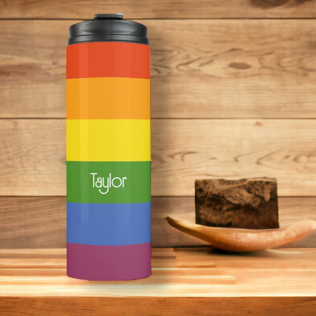 LGBT Rainbow Muted Color Thermal Tumbler (Rainbow pride muted colors )