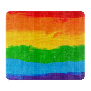 LGBT Rainbow Oil Paint Cutting Board • Pride Decor