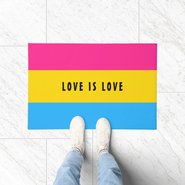 LGBT Rainbow Pansexual Pride Flag Custom Text Doormat (Indoor)