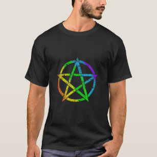 LGBT Rainbow Pentagram For Wiccan Pagan Witch Retr T-Shirt